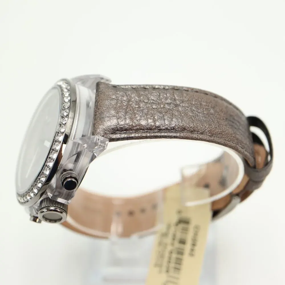 Fossil Decker 42mm Clear Chronograph Watch Gray Leather CH2842 NWT New Battery